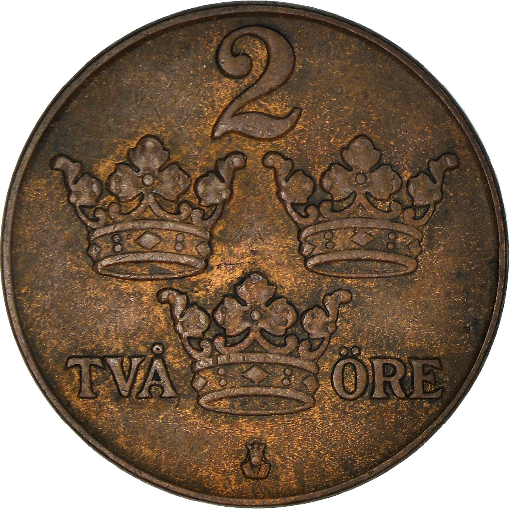 Moneda, Suecia, 2 Öre, 1930, BC+, Bronce, KM:778
