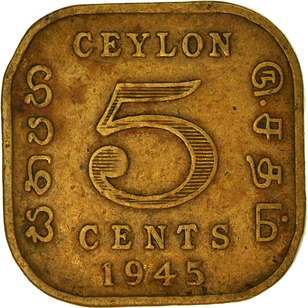 Coin, Ceylon, George VI, 5 Cents, 1945, , Nickel-brass, KM:113.2