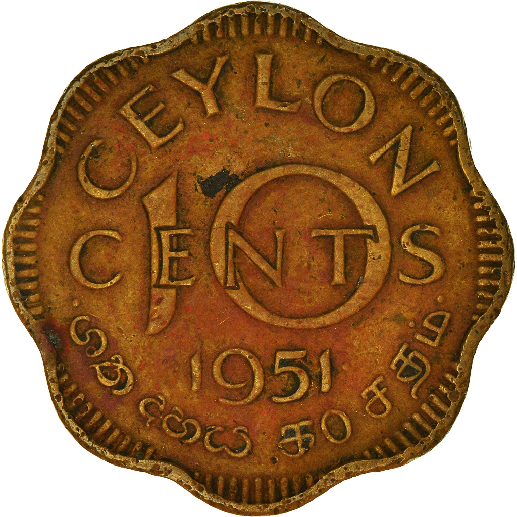 Coin, Ceylon, George VI, 10 Cents, 1951, , Nickel-brass, KM:121
