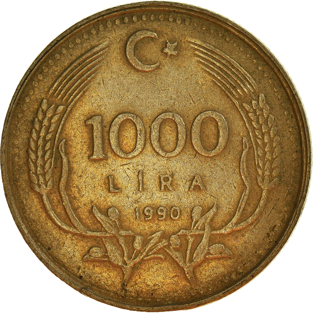 Coin, Turkey, 1000 Lira, 1990, , Copper-Nickel-Zinc, KM:996