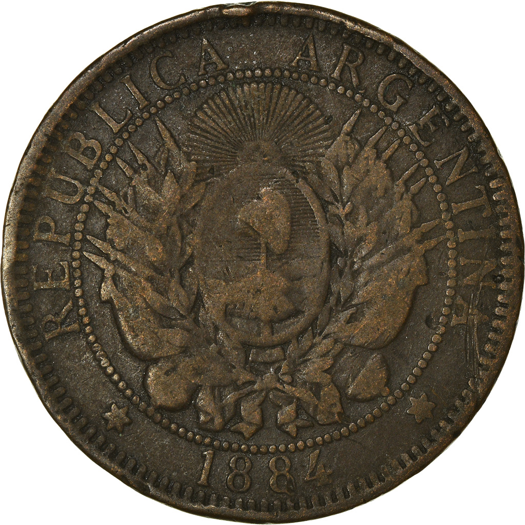 Coin, Argentina, 2 Centavos, 1884, , Bronze, KM:33