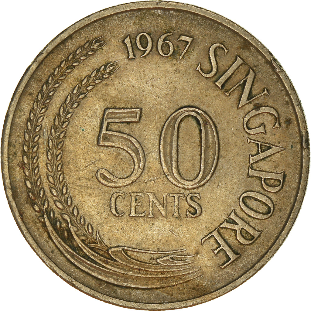 Coin, Singapore, 50 Cents, 1967, Singapore Mint, , Copper