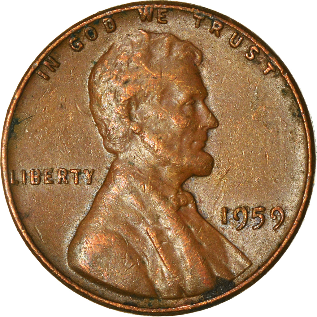 Moneda, Estados Unidos, Lincoln Cent, Cent, 1959, U.S. Mint, Philadelphia, BC+