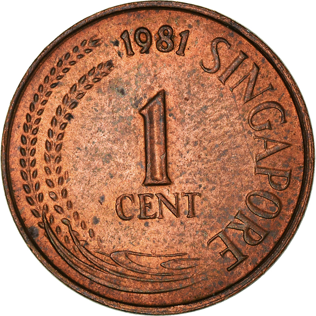 Moneda, Singapur, Cent, 1981, Singapore Mint, MBC, Cobre recubierto de acero