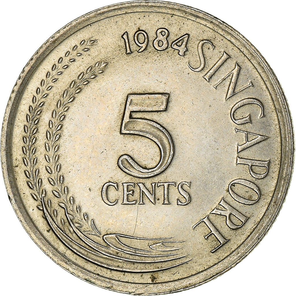 Coin, Singapore, 5 Cents, 1984, Singapore Mint, , Copper-nickel, KM:2