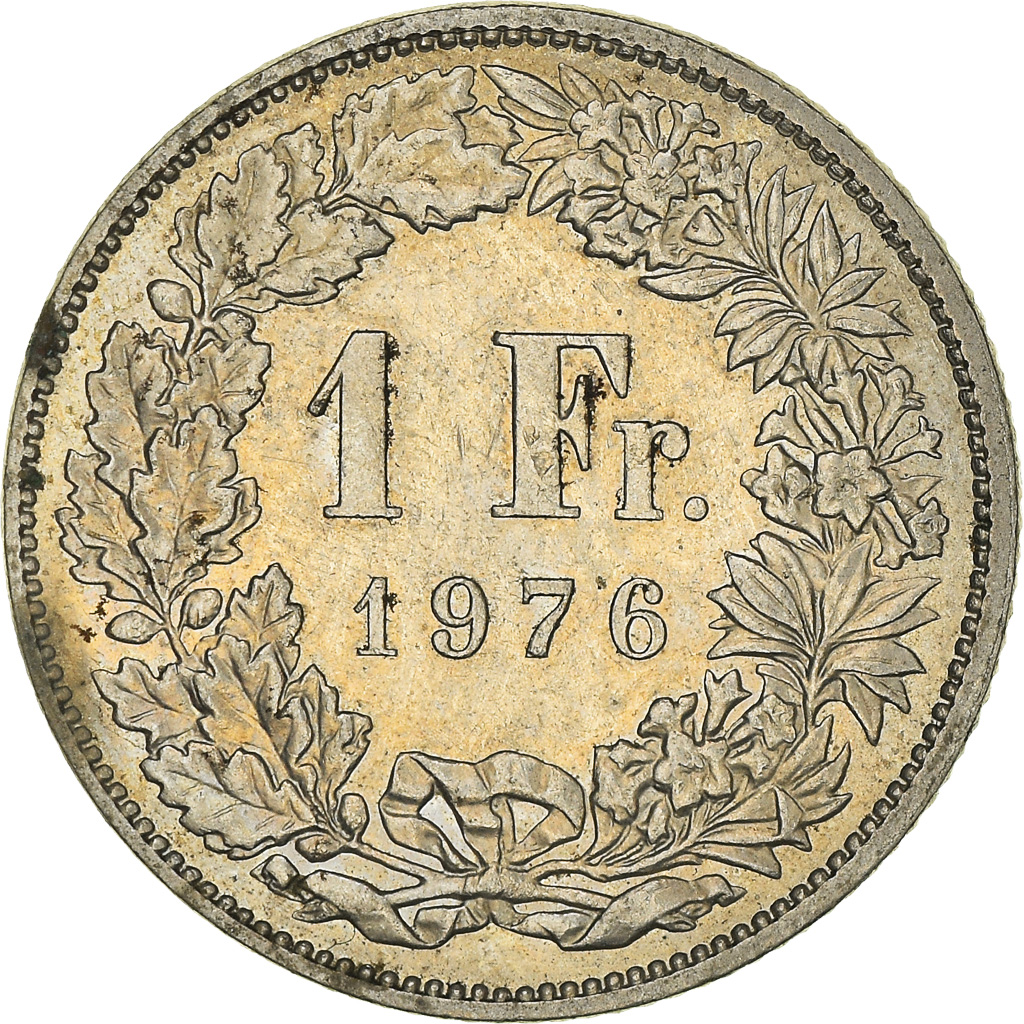 Coin, Switzerland, Franc, 1976, Bern, , Copper-nickel, KM:24a.1