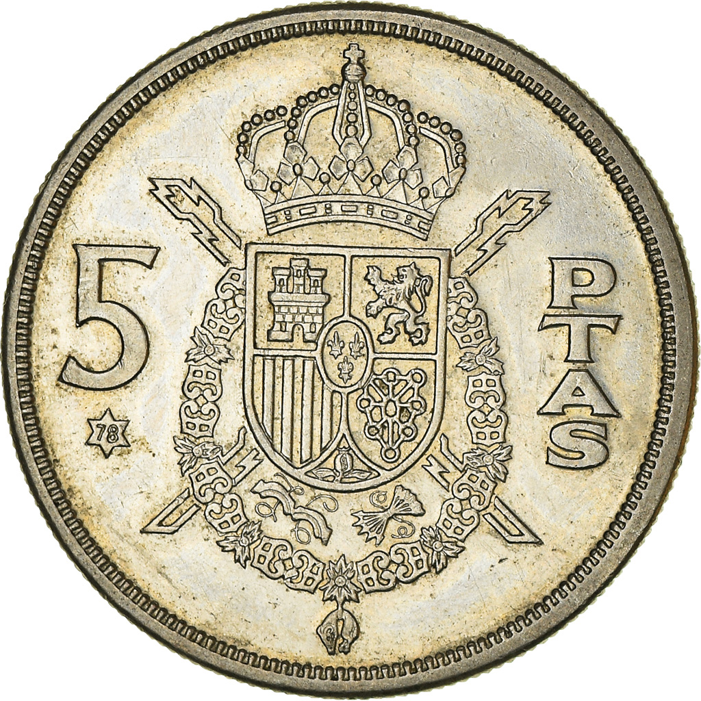 Moneda, España, Juan Carlos I, 5 Pesetas, 1978, MBC, Cobre - níquel, KM:807