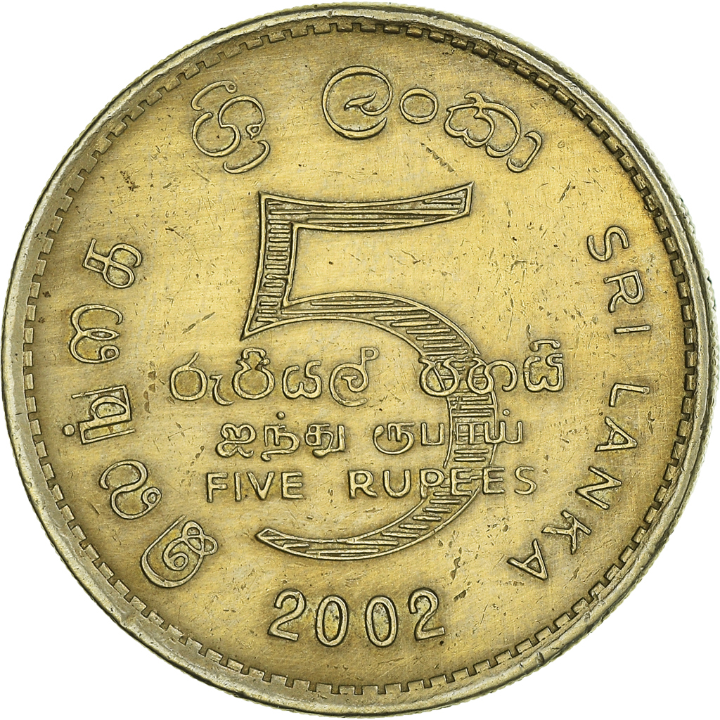 Moneda, Sri Lanka, 5 Rupees, 2002, MBC, Níquel - latón, KM:148.2