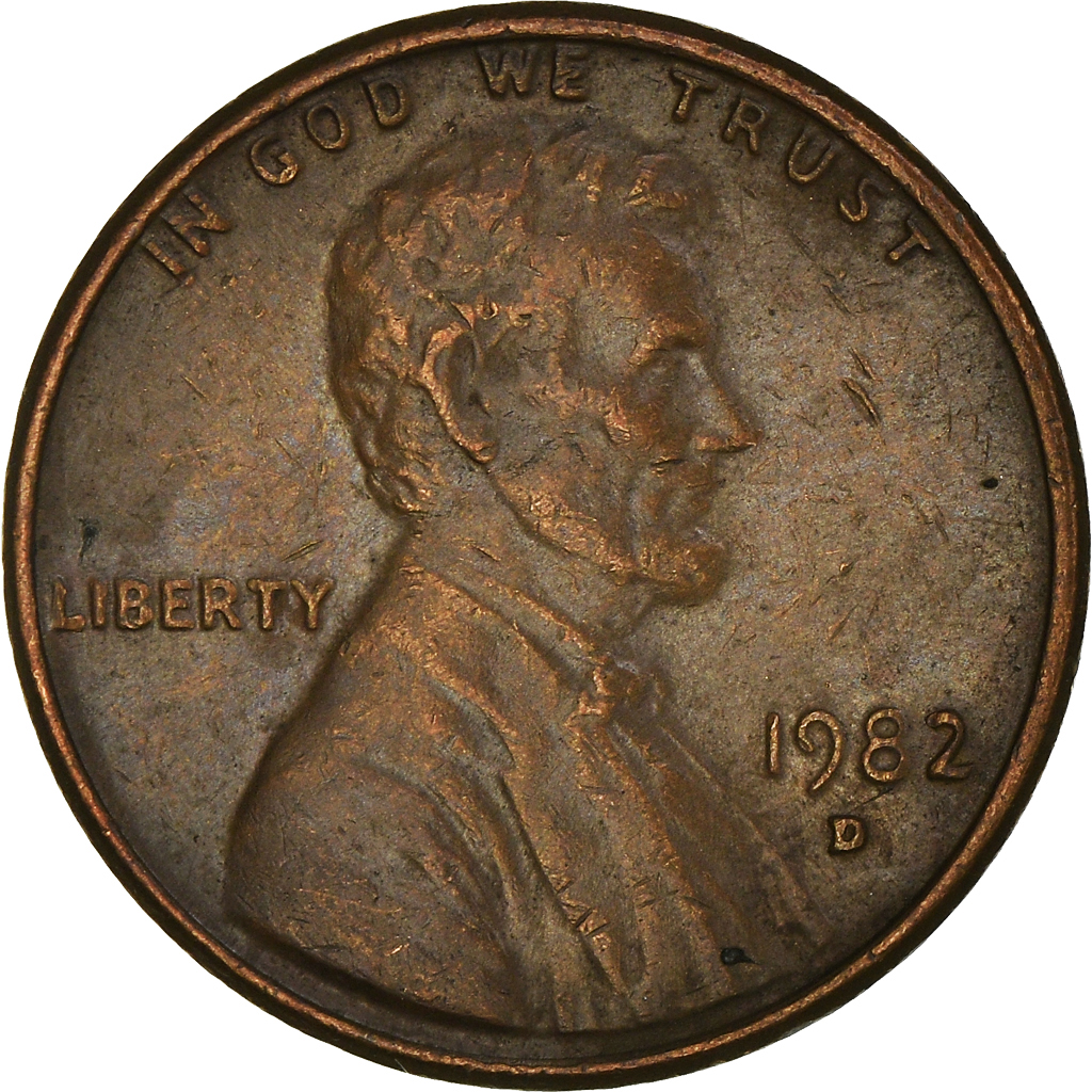 Moneda, Estados Unidos, Lincoln Cent, Cent, 1982, U.S. Mint, Denver, MBC, Cobre