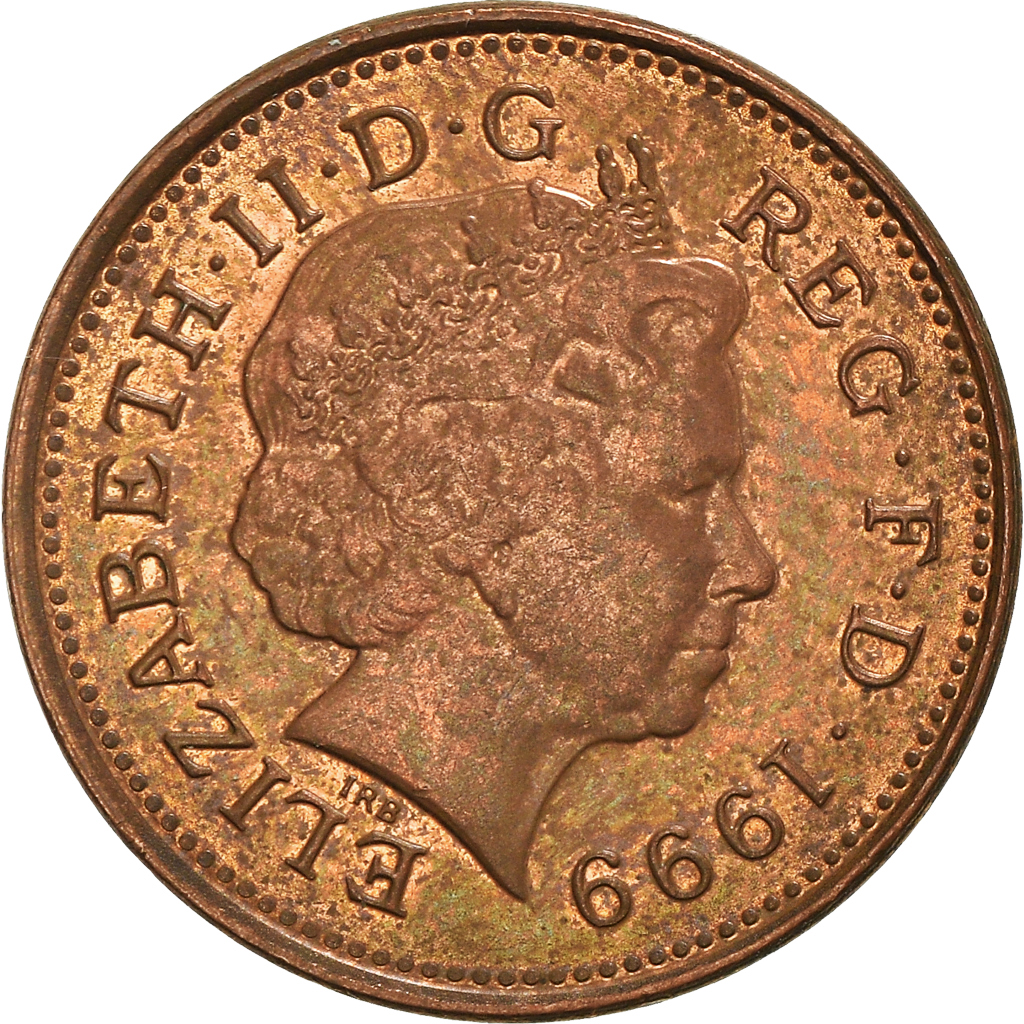 Moneda, Gran Bretaña, Elizabeth II, Penny, 1999, BC+, Cobre chapado en acero
