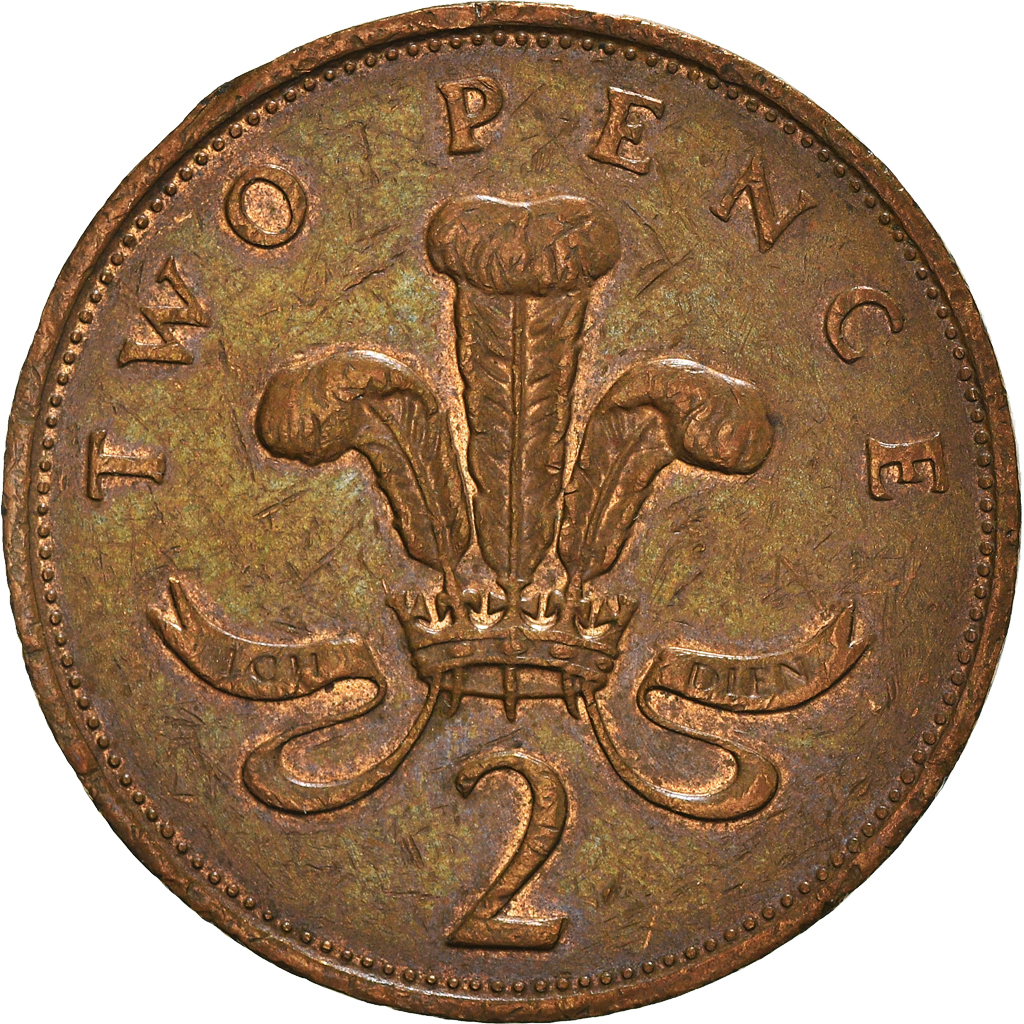 Moneda, Gran Bretaña, Elizabeth II, 2 Pence, 1990, BC+, Bronce, KM:936