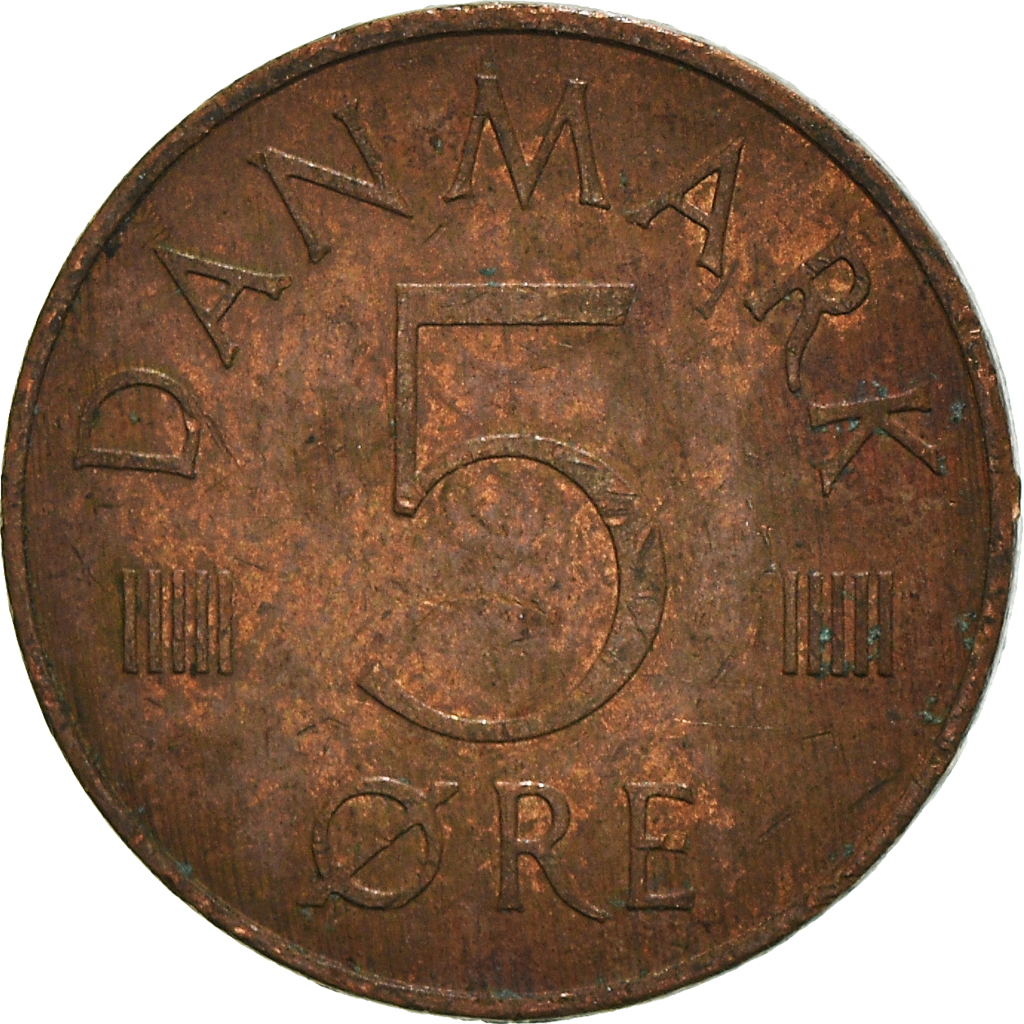 Moneda, Dinamarca, Margrethe II, 5 Öre, 1981, Copenhagen, BC+, Cobre recubierto