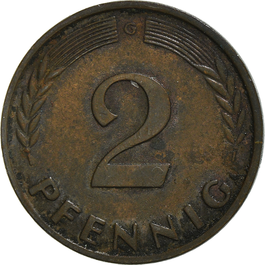 Coin, GERMANY - FEDERAL REPUBLIC, 2 Pfennig, 1963, Karlsruhe, , Bronze