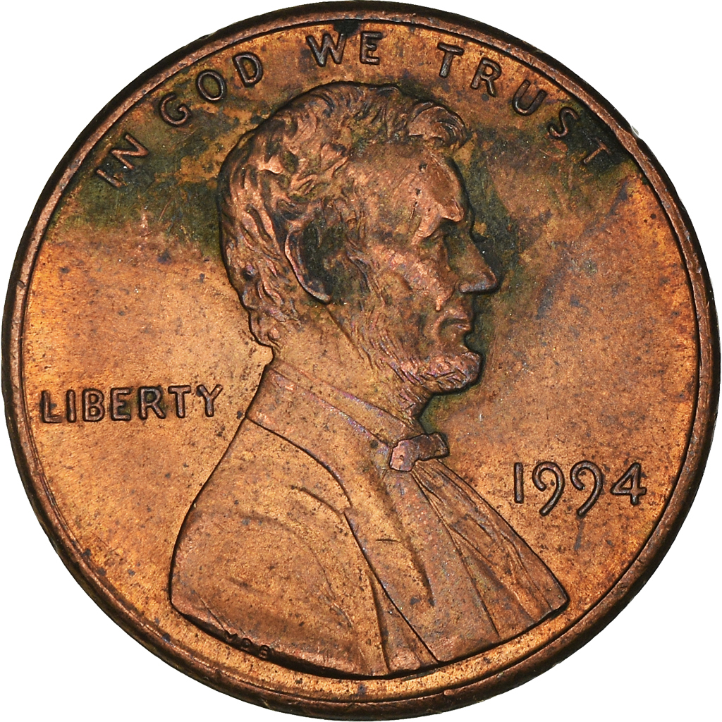 Moneda, Estados Unidos, Lincoln Cent, Cent, 1994, U.S. Mint, BC+, Cobre chapado