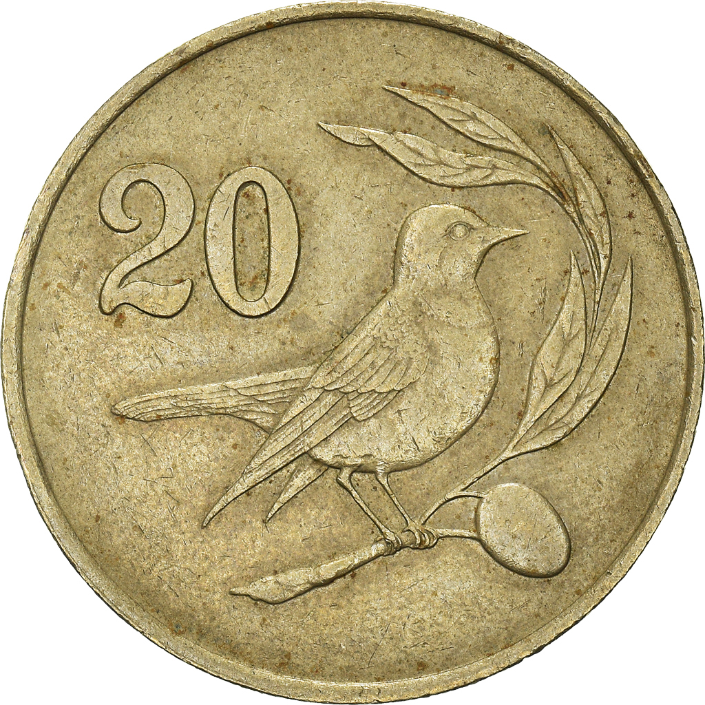 Moneda, Chipre, 20 Cents, 1983, BC+, Níquel - latón, KM:57.1