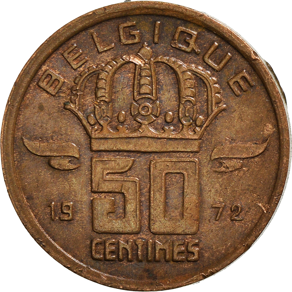 Moneda, Bélgica, Baudouin I, 50 Centimes, 1972, MBC, Bronce, KM:148.1