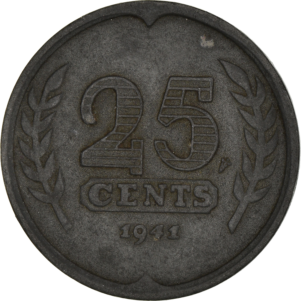 Coin, Netherlands, Wilhelmina I, 25 Cents, 1941, , Zinc, KM:174