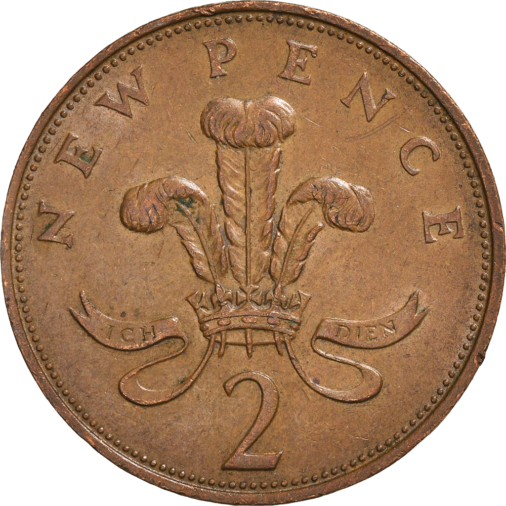 Moneda, Gran Bretaña, Elizabeth II, 2 New Pence, 1971, BC+, Bronce, KM:916