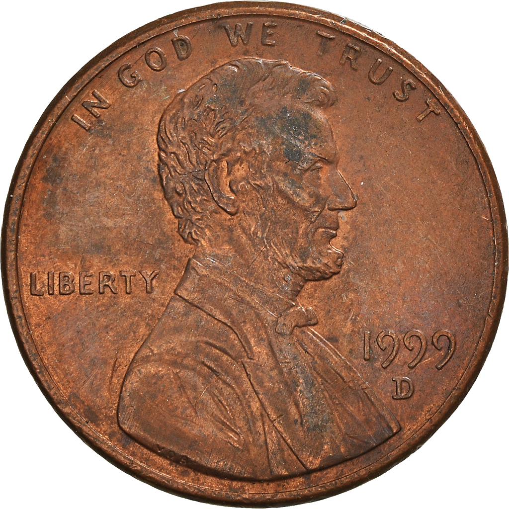 Moneda, Estados Unidos, Lincoln Cent, Cent, 1999, U.S. Mint, Denver, BC+, Cobre