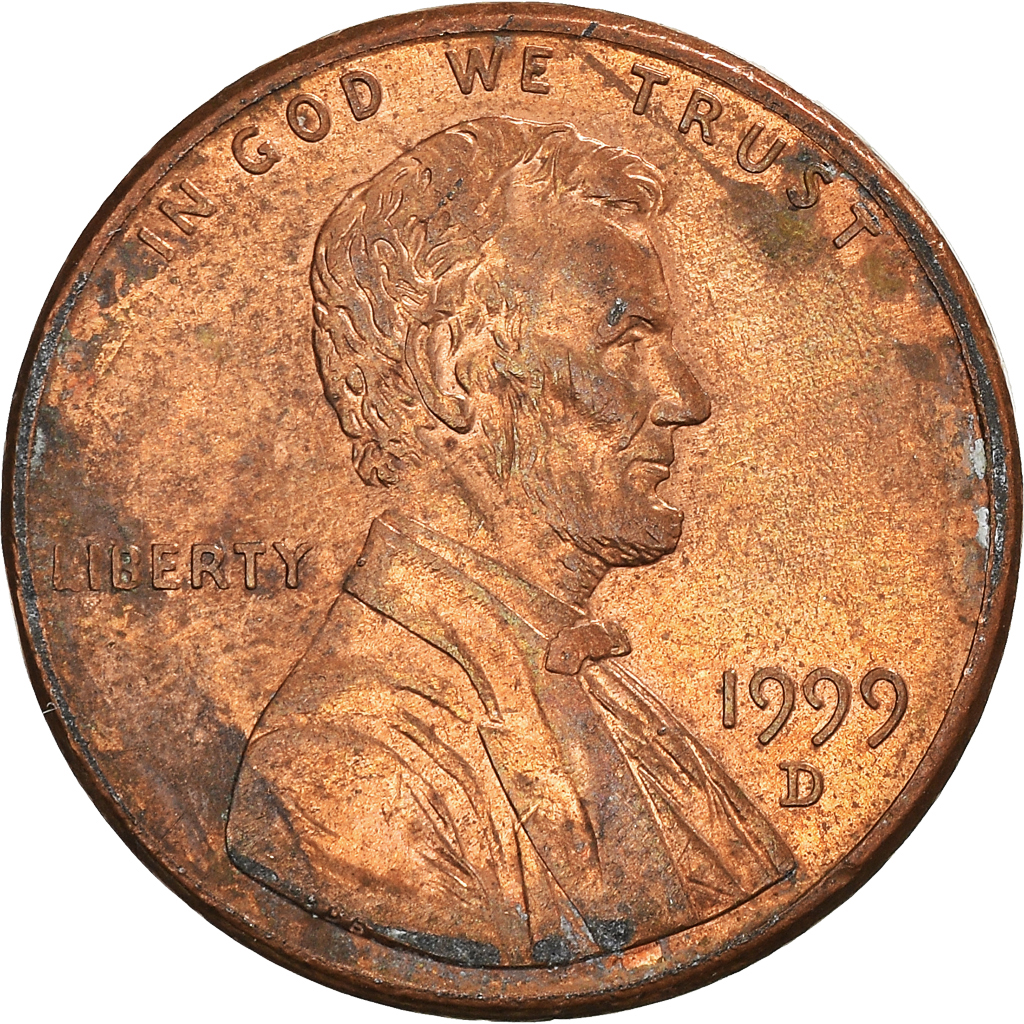 Moneda, Estados Unidos, Lincoln Cent, Cent, 1999, U.S. Mint, Denver, BC+, Cobre
