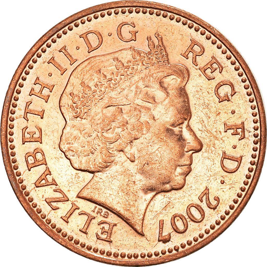 Moneda, Gran Bretaña, Elizabeth II, Penny, 2007, MBC+, Cobre chapado en acero