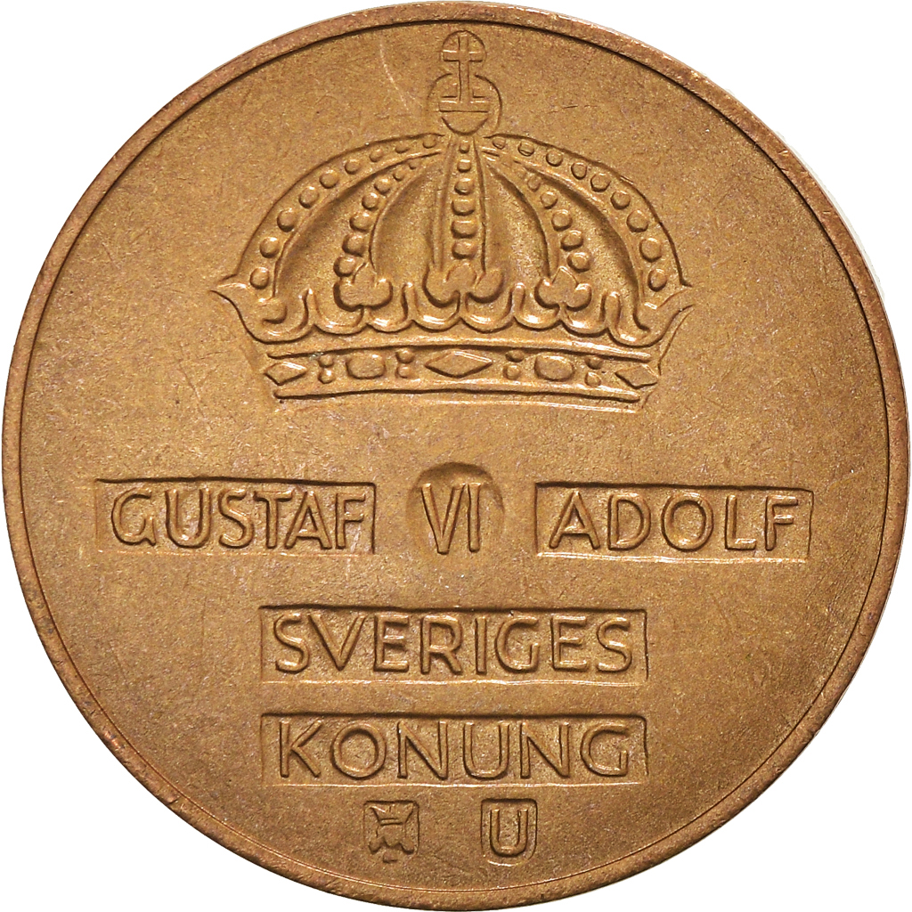 Moneda, Suecia, Gustaf VI, 2 Öre, 1967, EBC, Bronce, KM:821