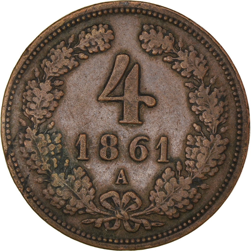 Coin, Austria, Franz Joseph I, 4 Kreuzer, 1861, A., , Copper, KM:2194