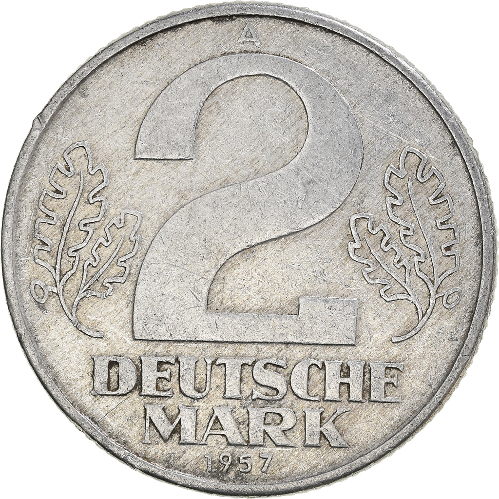 Münze, GERMAN-DEMOCRATIC REPUBLIC, 2 Mark, 1957, Berlin, S, Aluminium, KM:14
