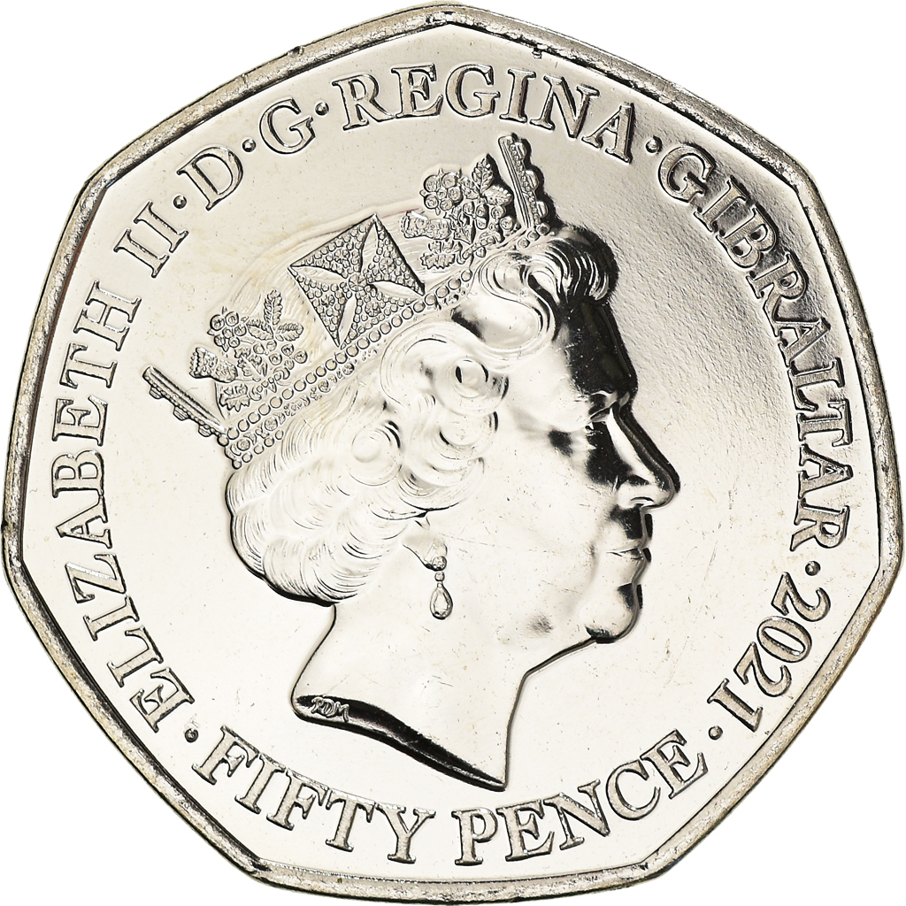 Coin, Gibraltar, Catherine & William, 10ème anniversaire, 50 Pence, 2021