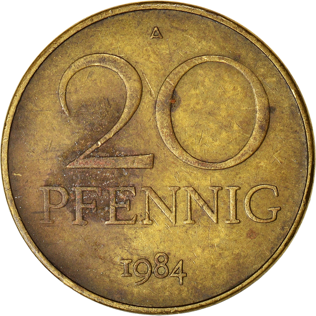 Coin, GERMAN-DEMOCRATIC REPUBLIC, 20 Pfennig, 1984, Berlin, , Brass