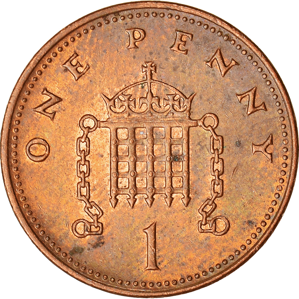 Moneda, Gran Bretaña, Elizabeth II, Penny, 2002, BC+, Cobre chapado en acero
