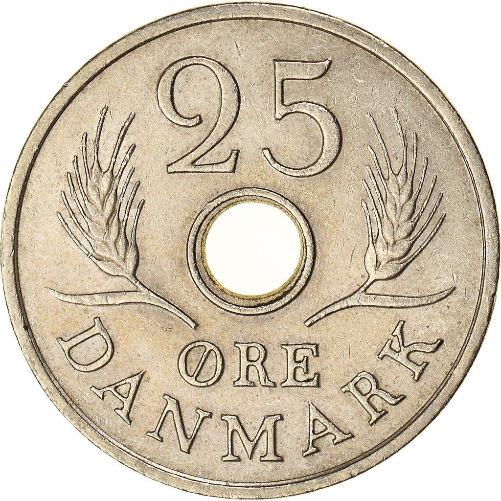 Moneda, Dinamarca, Frederik IX, 25 Öre, 1970, Copenhagen, MBC+, Cobre -