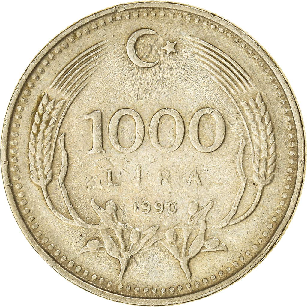 Coin, Turkey, 1000 Lira, 1990, , Copper-Nickel-Zinc, KM:996