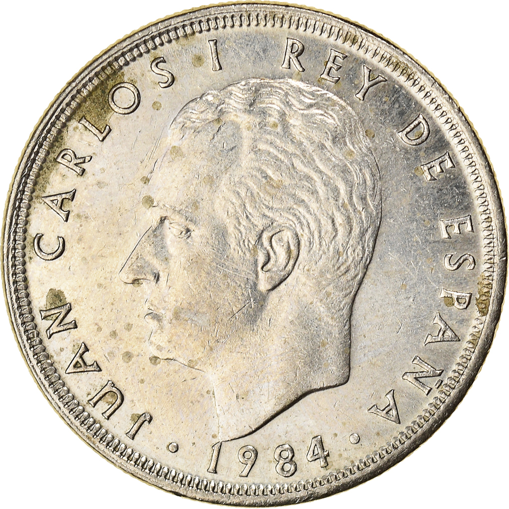 Moneda, España, Juan Carlos I, 5 Pesetas, 1984, BC+, Cobre - níquel, KM:823