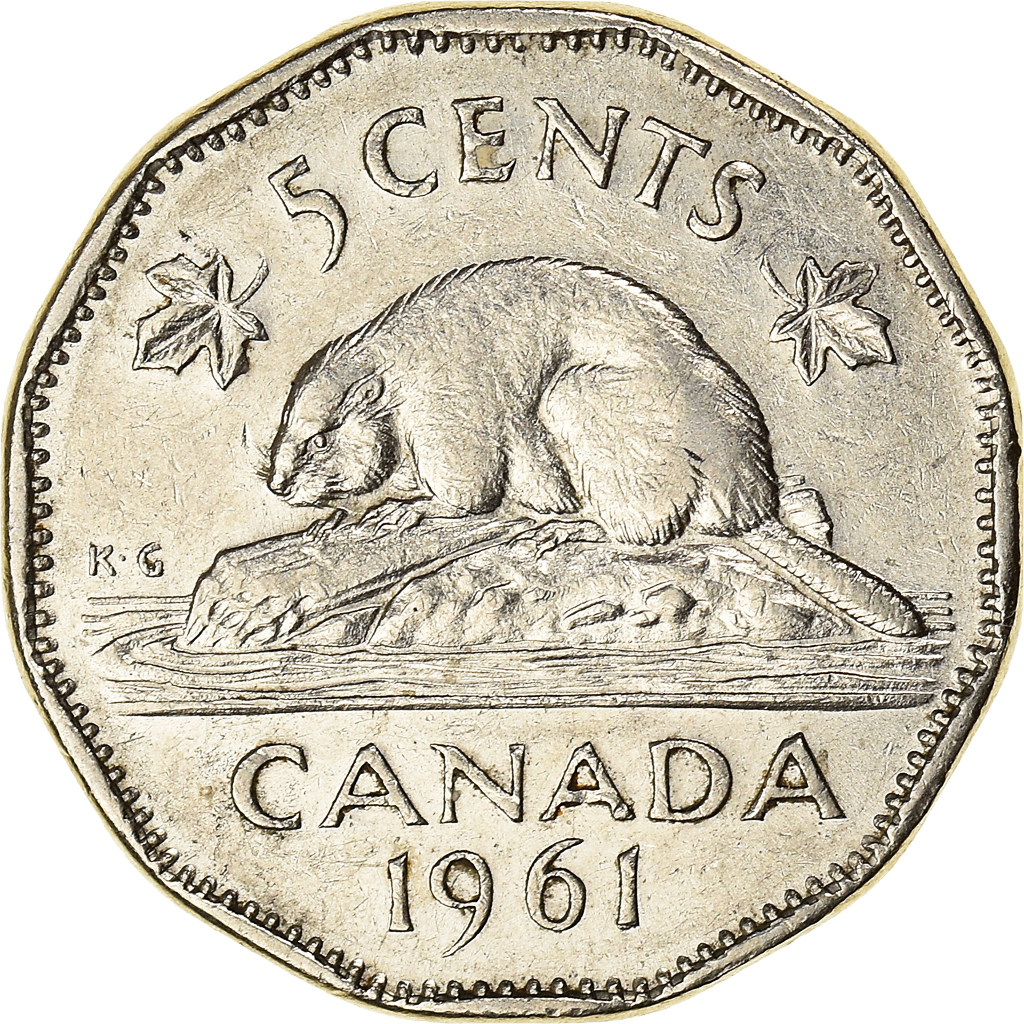 Coin, Canada, Elizabeth II, 5 Cents, 1961, Royal Canadian Mint, Ottawa