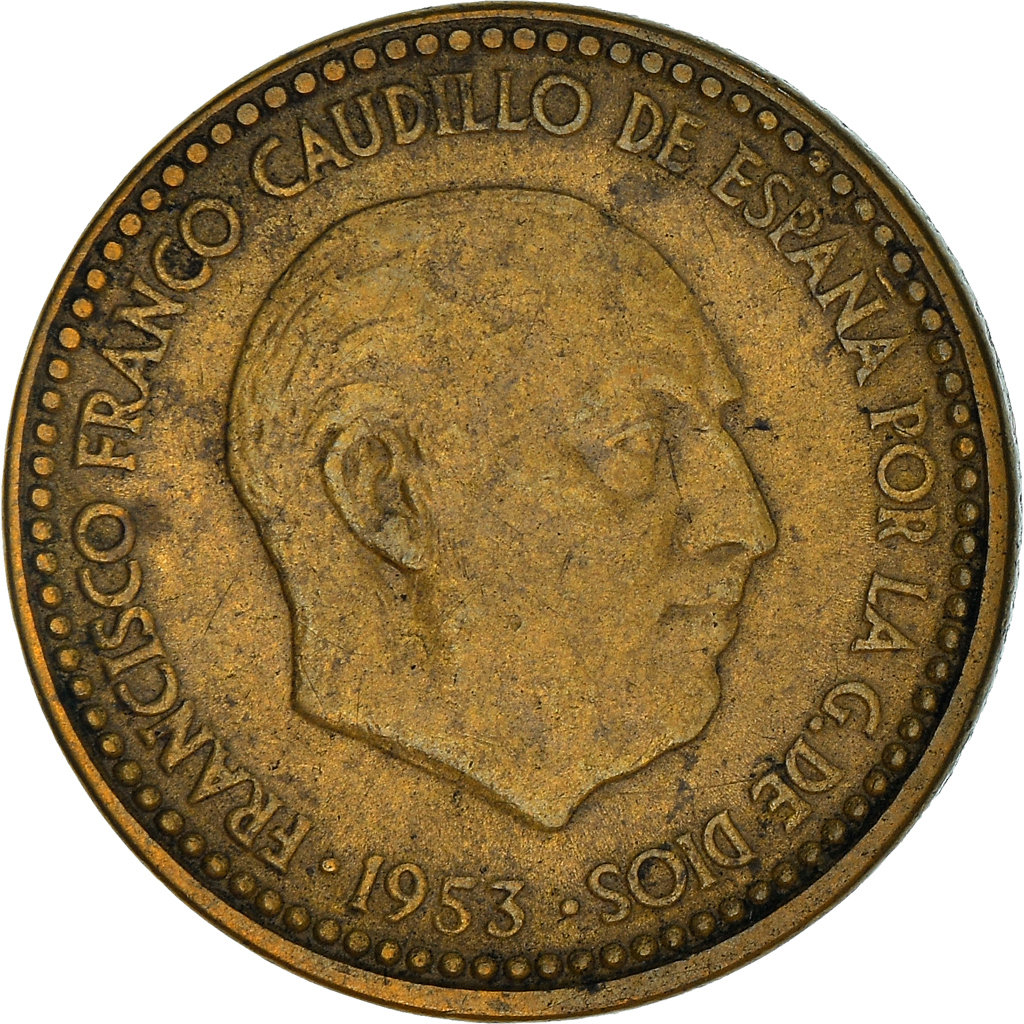 Moneda, España, Francisco Franco, caudillo, Peseta, 1960, BC+, Aluminio -