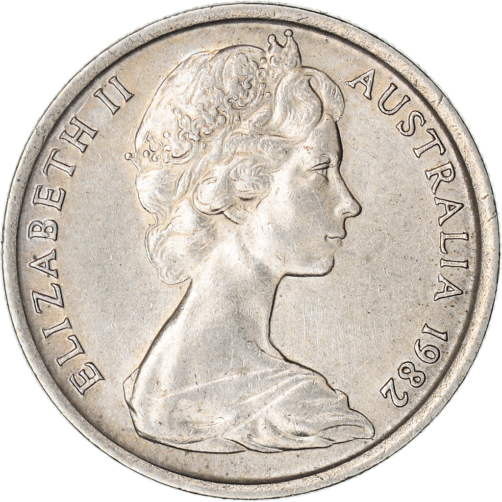 Moneda, Australia, Elizabeth II, 5 Cents, 1982, Melbourne, MBC, Cobre - níquel