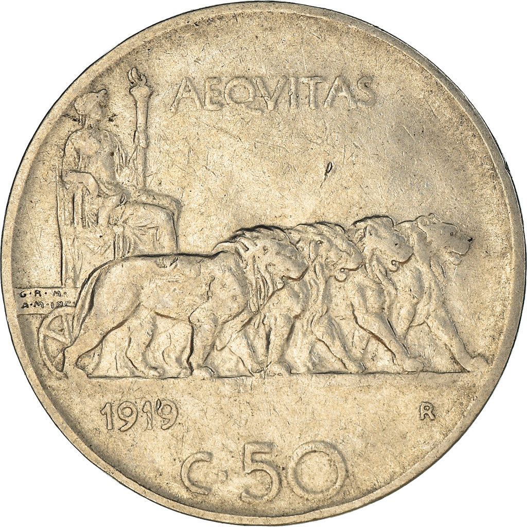 Coin, Italy, Vittorio Emanuele III, 50 Centesimi, 1919, Rome, , Nickel