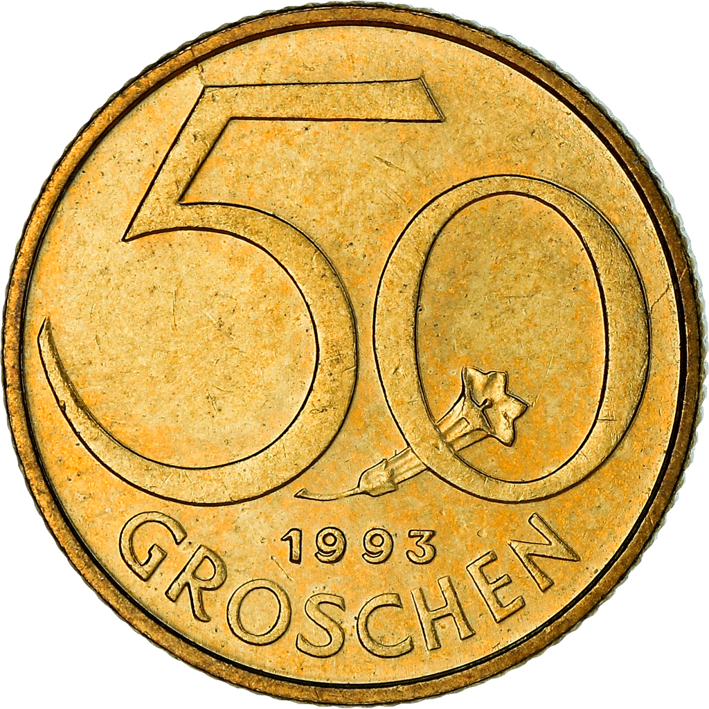 Moneda, Austria, 50 Groschen, 1993, MBC, Aluminio - bronce, KM:2885