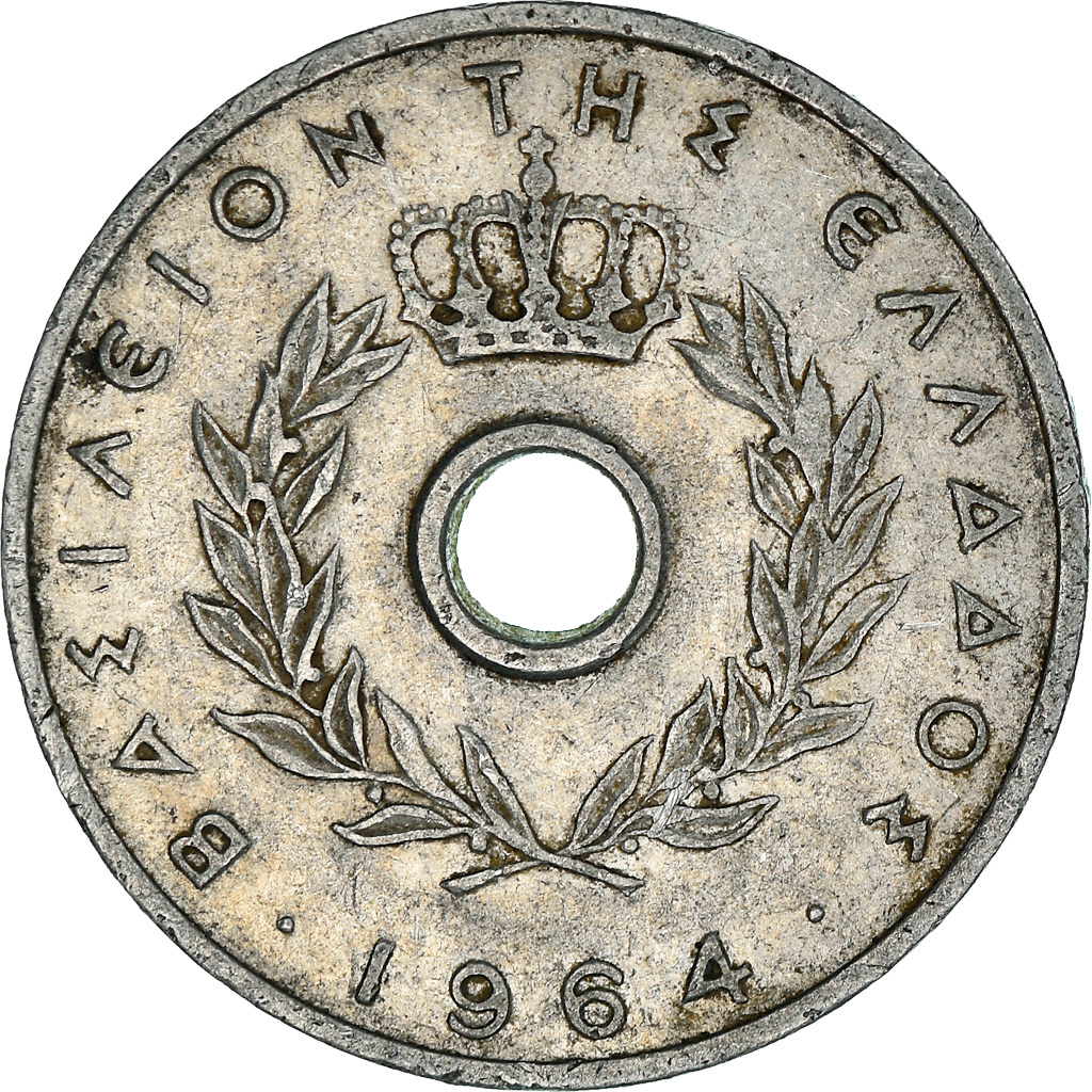 Moneda, Grecia, 10 Lepta, 1964, BC+, Aluminio, KM:78