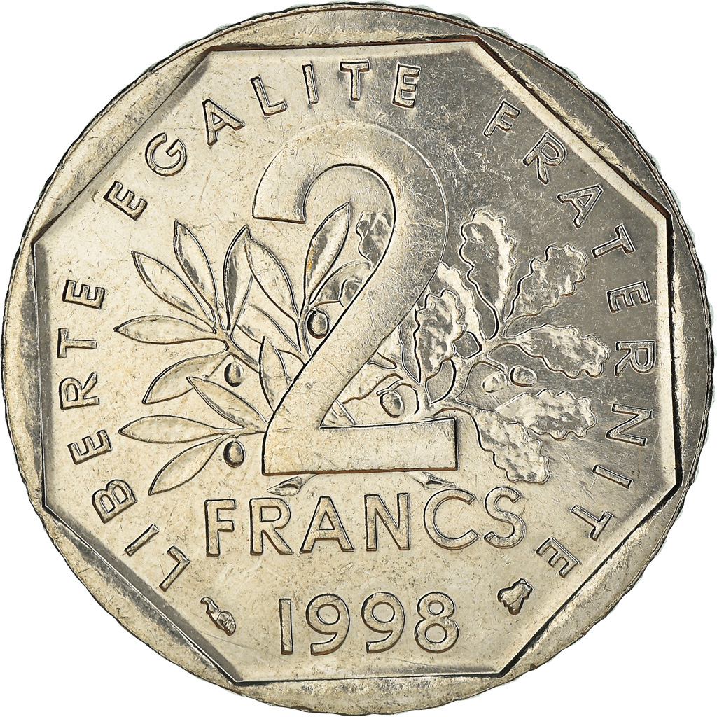 Moneda, Francia, Semeuse, 2 Francs, 1998, Paris, EBC, Níquel, KM:942.2