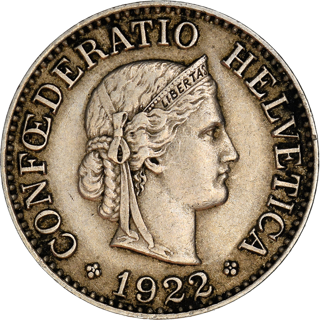 Moneda, Suiza, 10 Rappen, 1922, Bern, MBC, Cobre - níquel, KM:27