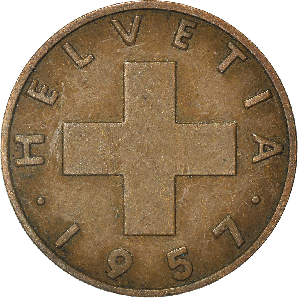 Moneda, Suiza, 2 Rappen, 1957