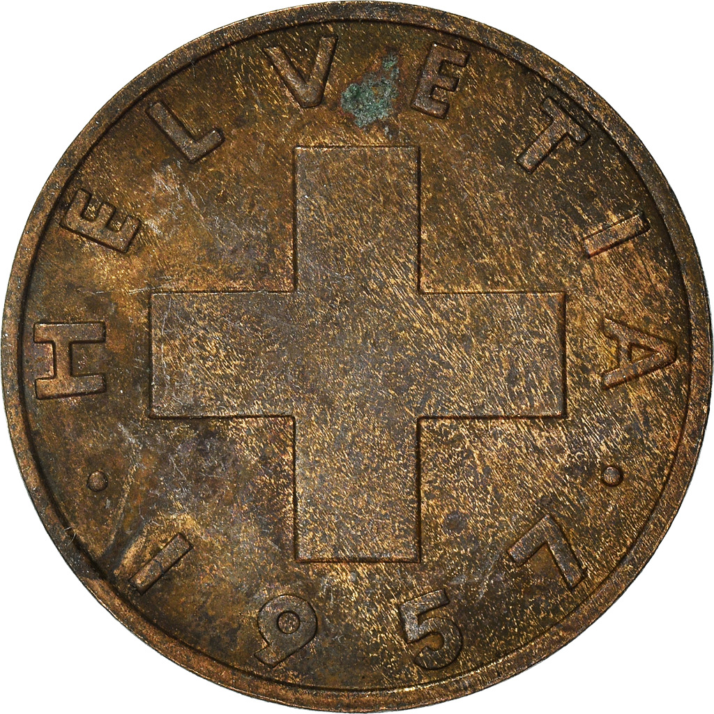 Moneda, Suiza, 2 Rappen, 1957