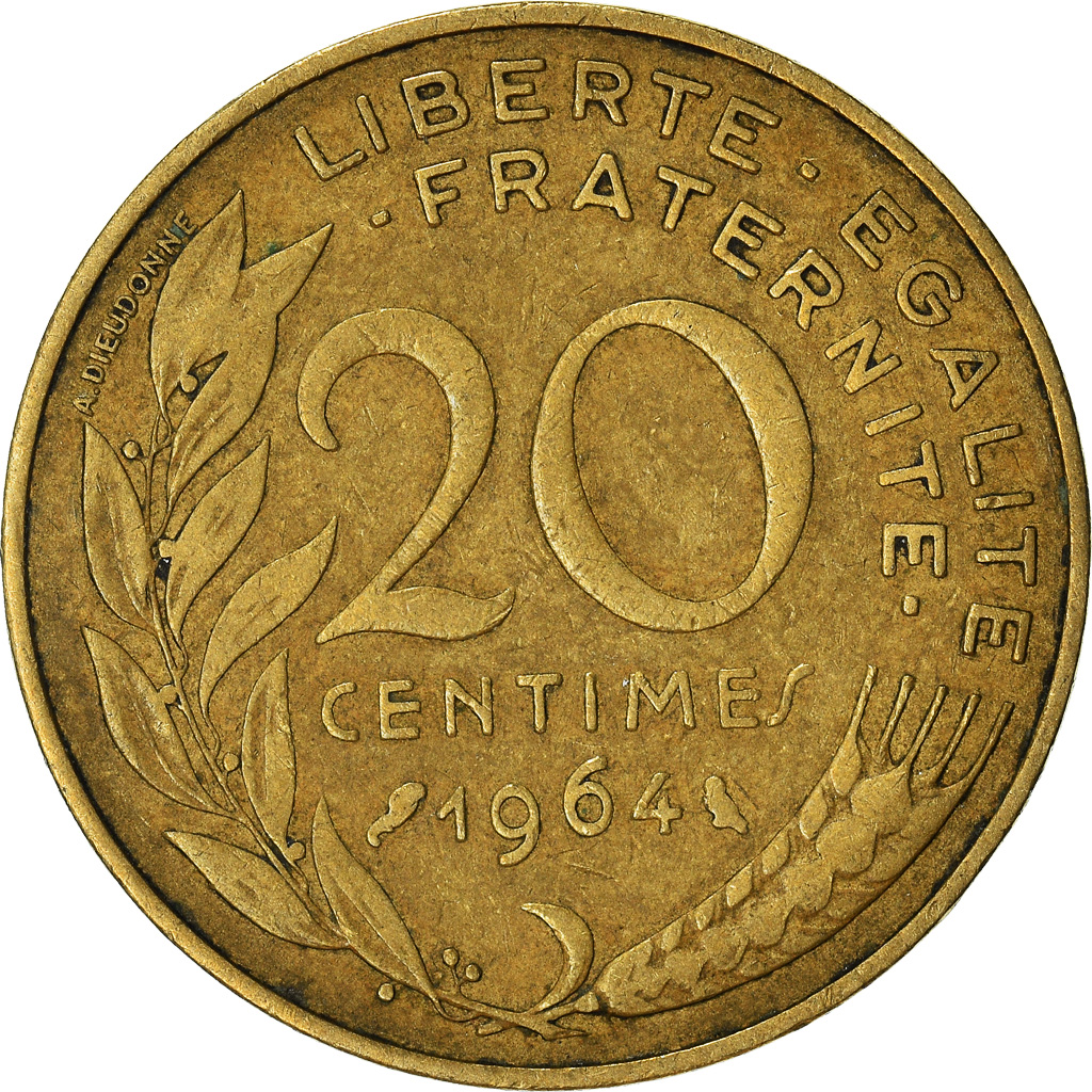 Moneda, Francia, 20 Centimes, 1964