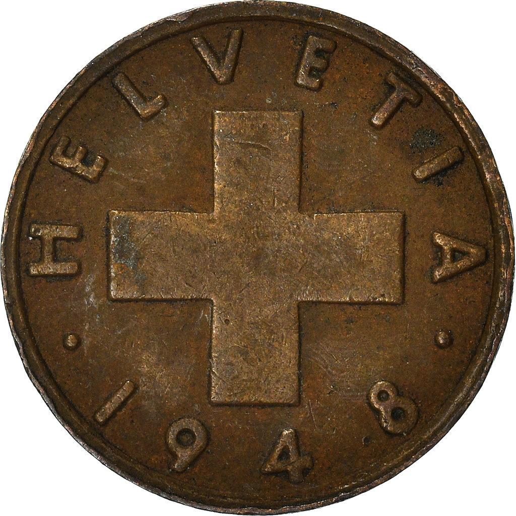 Moneda, Suiza, Rappen, 1948