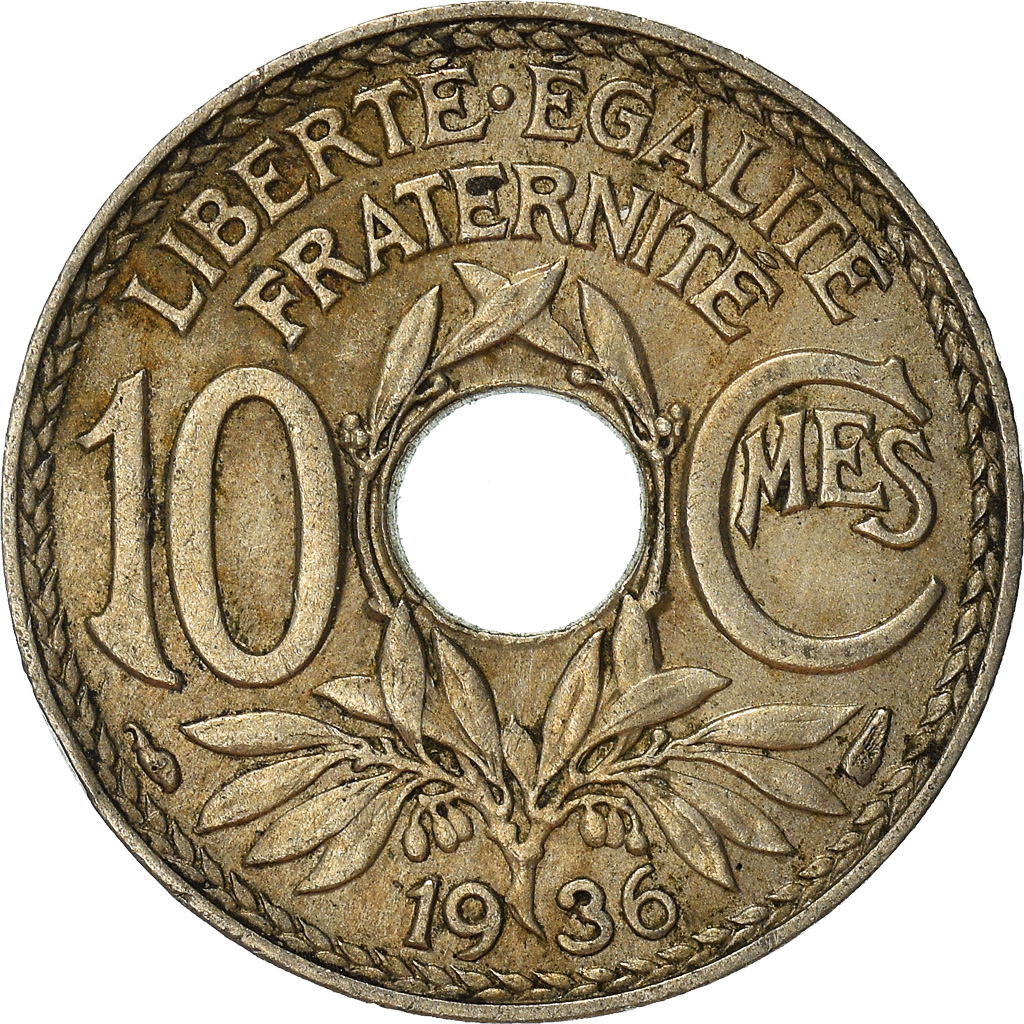 Moneda, Francia, 10 Centimes, 1936