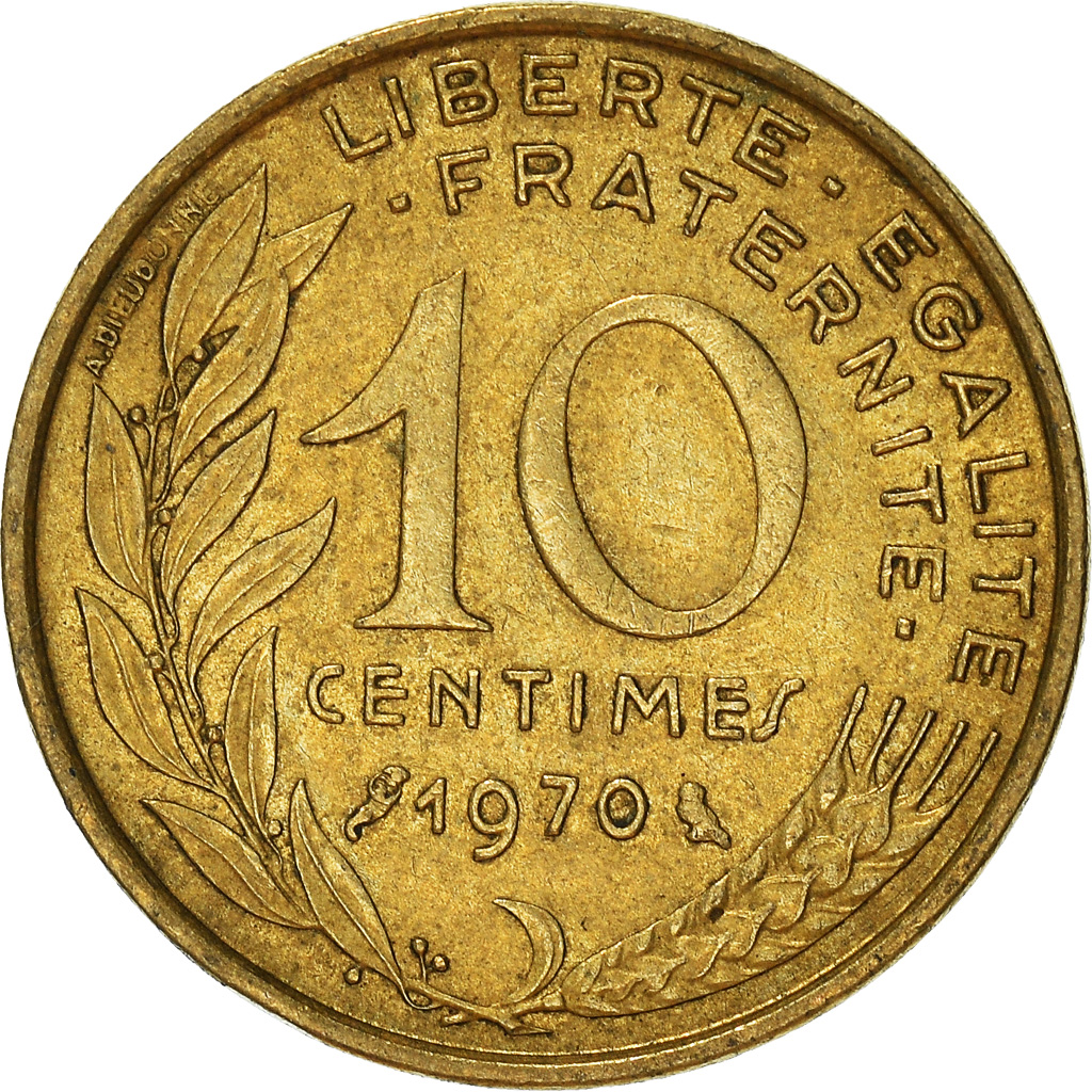 Moneda, Francia, 10 Centimes, 1970