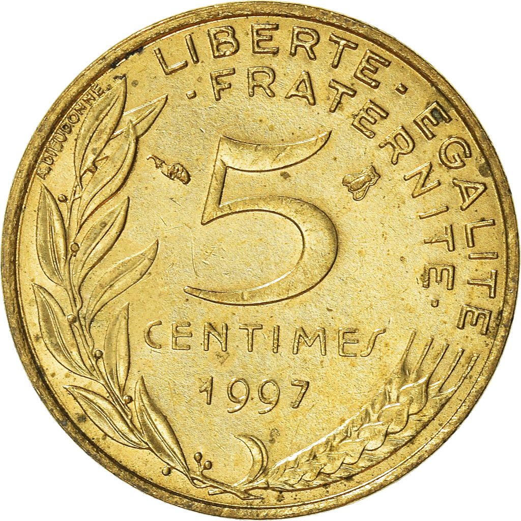 Moneda, Francia, 5 Centimes, 1997
