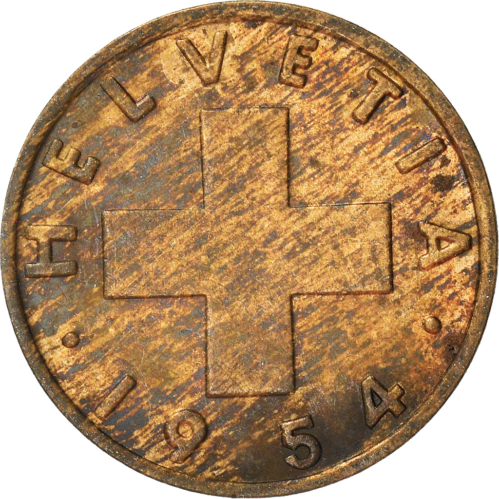 Moneda, Suiza, Rappen, 1954